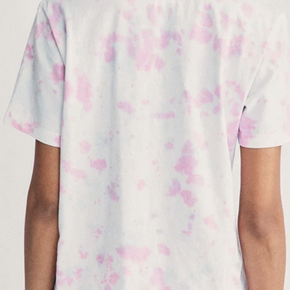 LoveShackFancy Calix Tee featuring a pink and white tie-dye print- Small - Picture 11 of 11